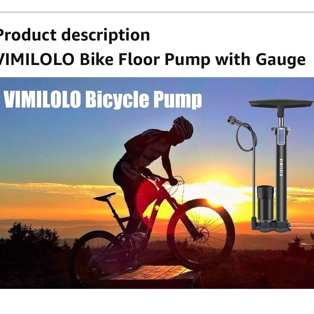 🆕 VIMILOLO Bicycle Floor Pump with Pressure Gauge